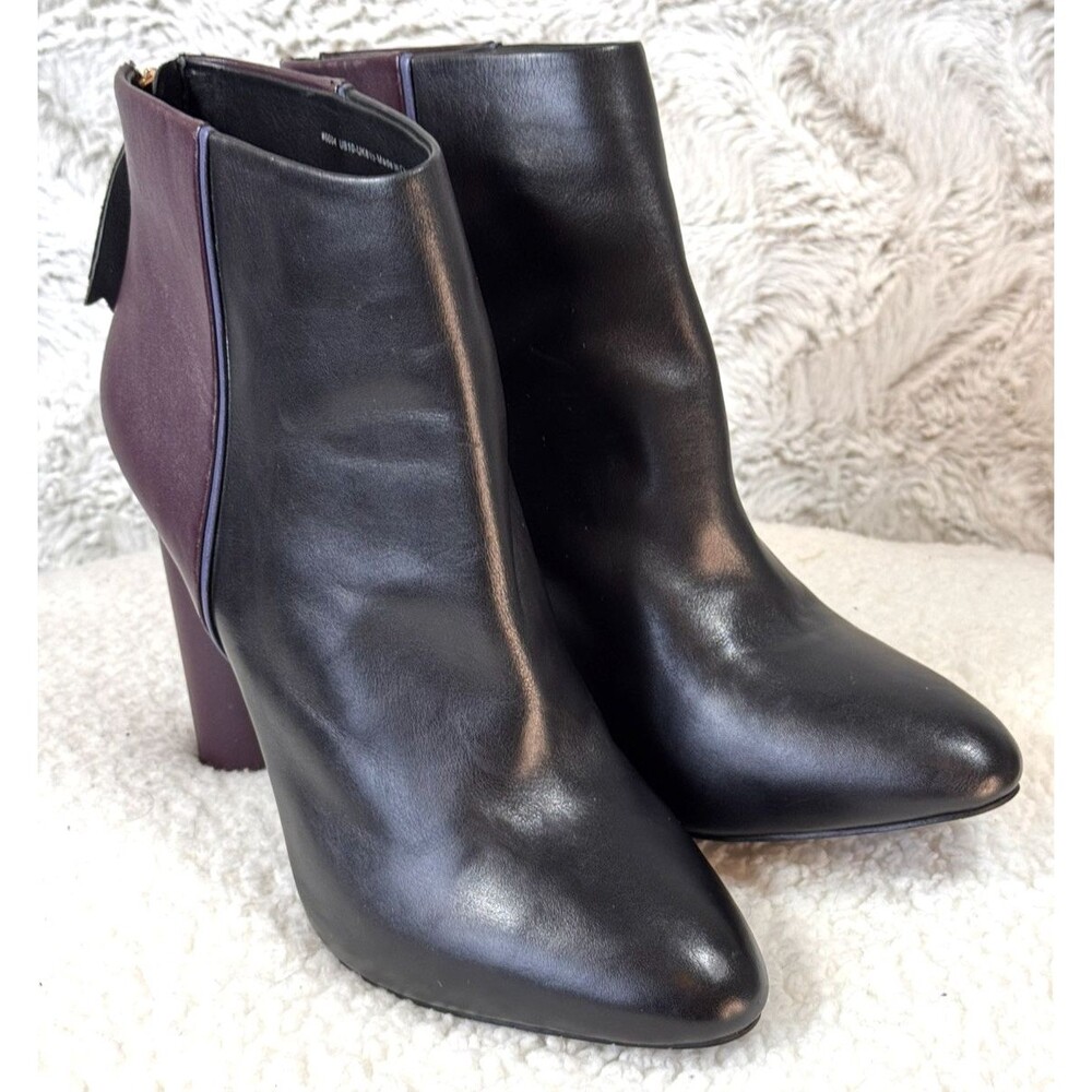 Cabi Boots Black & Vino Block Bisset Leather Booties Ankle Women’s Size‎ 10